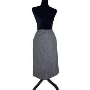 J.G. Hook Midi Skirt Women Size 8 Gray Wool Blend Vintage Preppy Straight Skirt